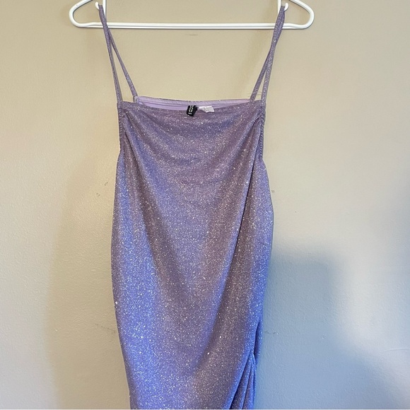 Divided Lilac Shimmering Ruched Party Dress - Picture 4 of 13